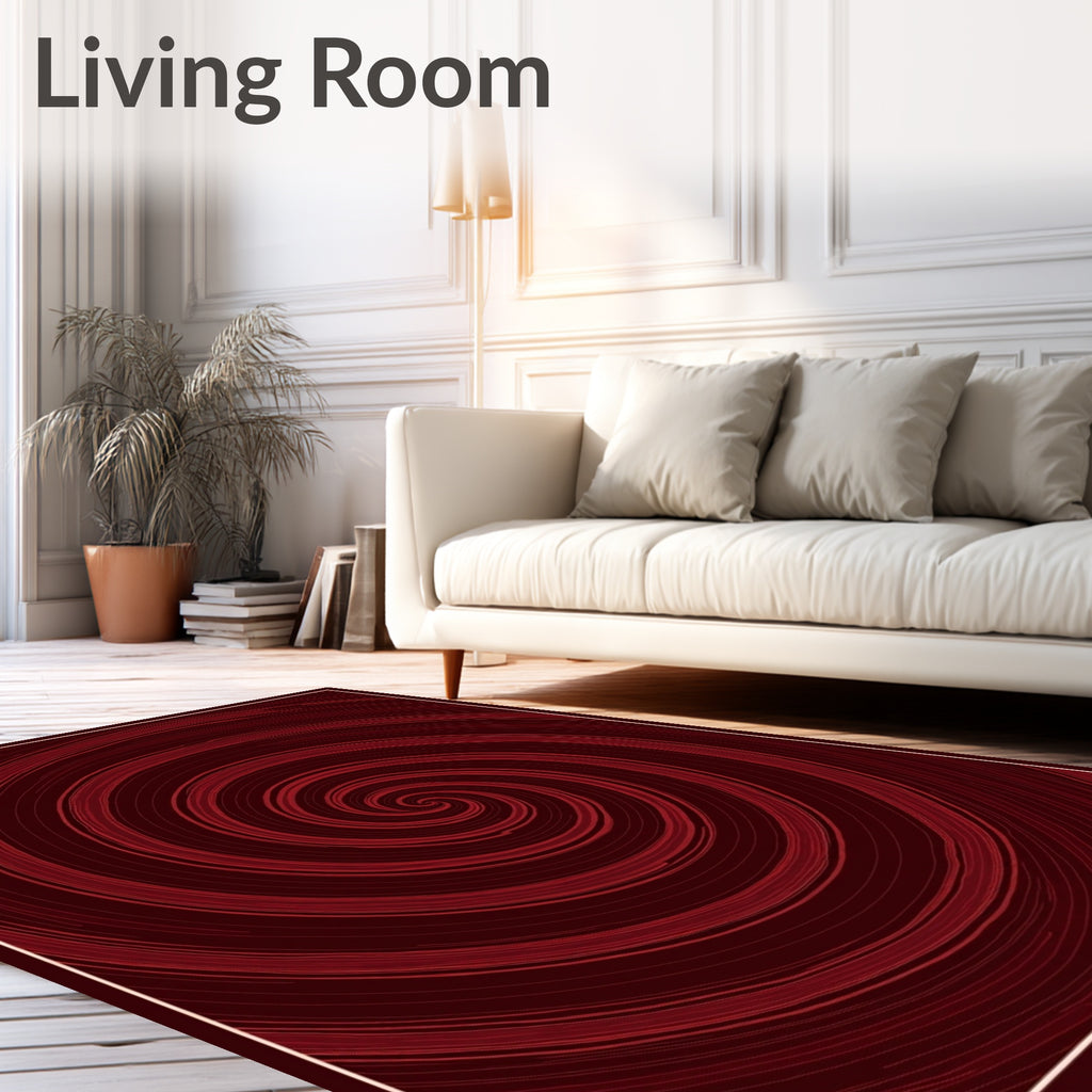 Crimson Swirl Abstract Pattern Rug