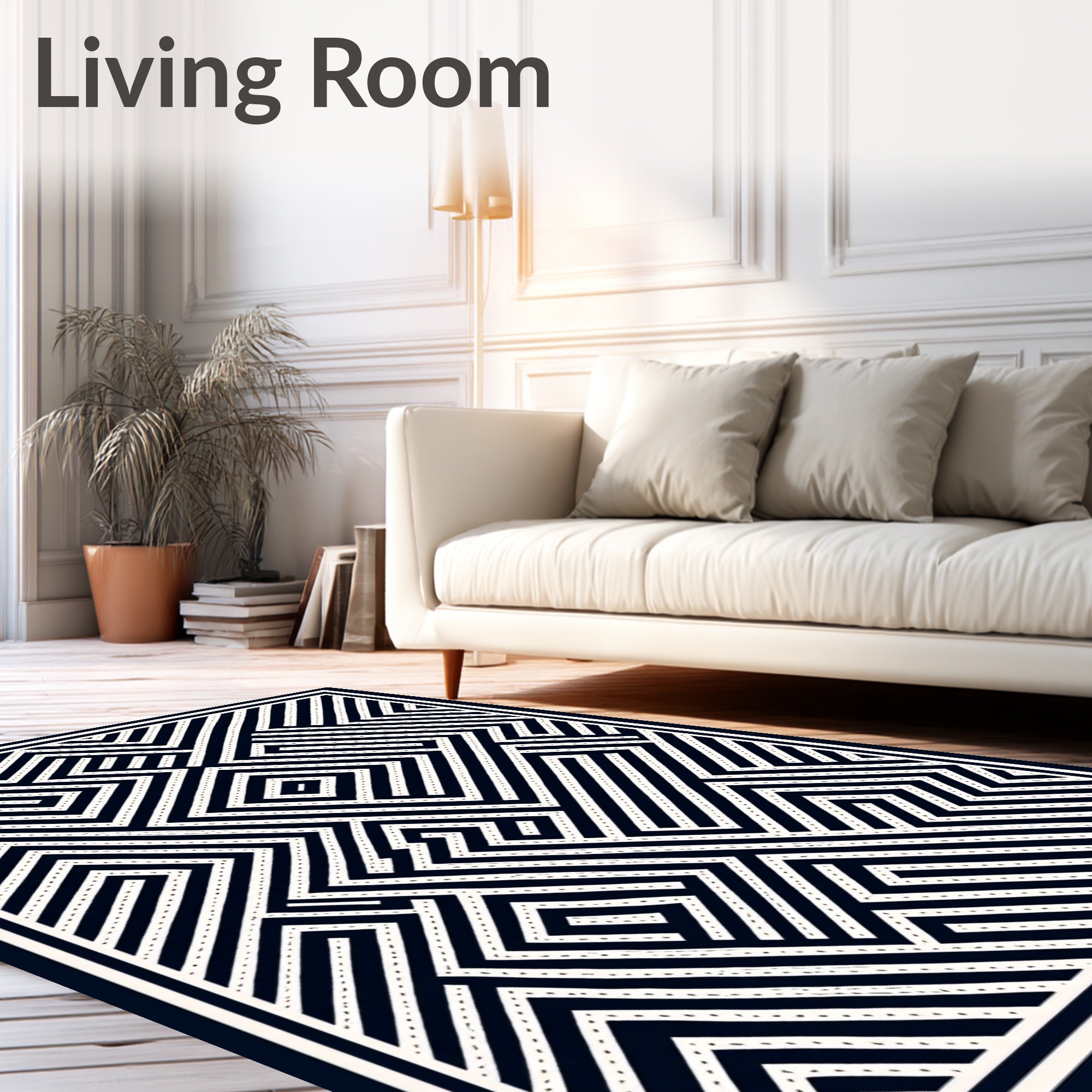 Geometric Lines And Maze Pattern Rug