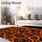 Orange Pumpkin Patch Pattern Design Rug