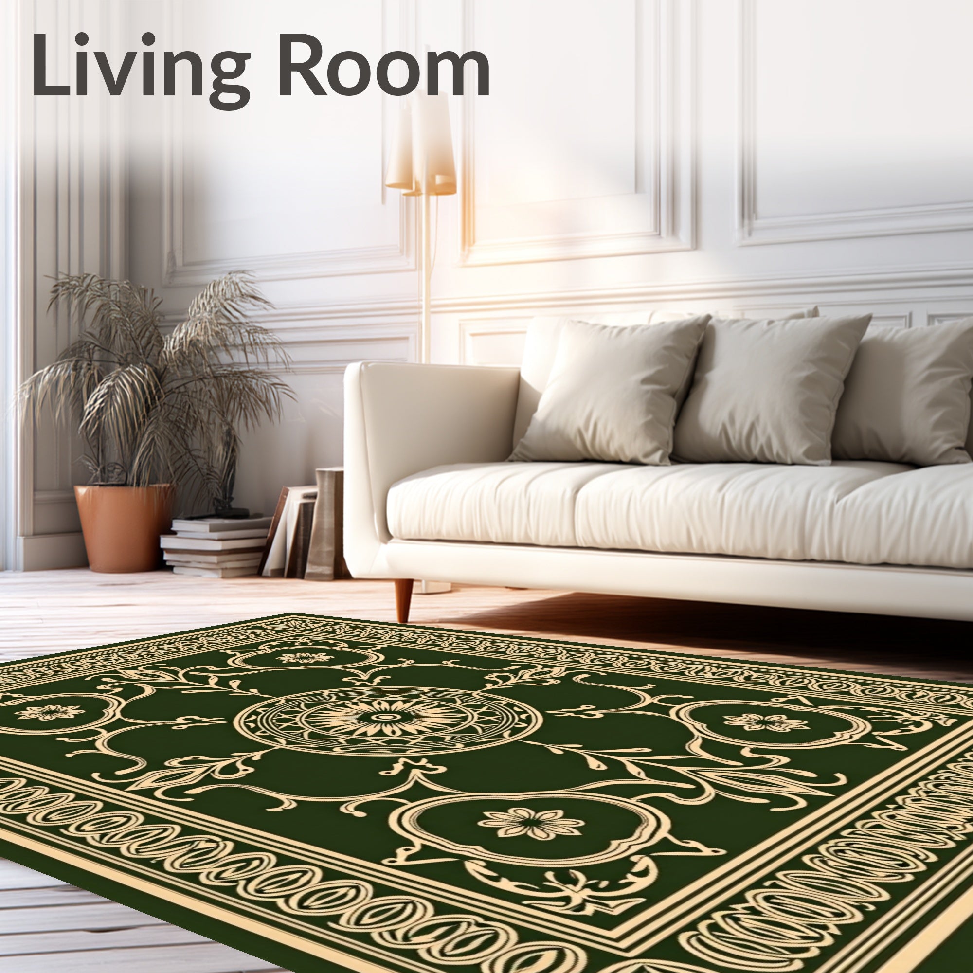 Ornate Floral Scrollwork Geometric Rug