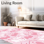 Playful Pink Abstract Organic Shapes Rug
