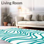 Teal Abstract Swirl Pattern Rug