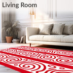 Red White Swirling Stripe Rug