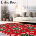 Crimson Holly Snowflake Medallion Rug