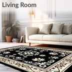 Classic Floral Bordered Symmetry Design Rug