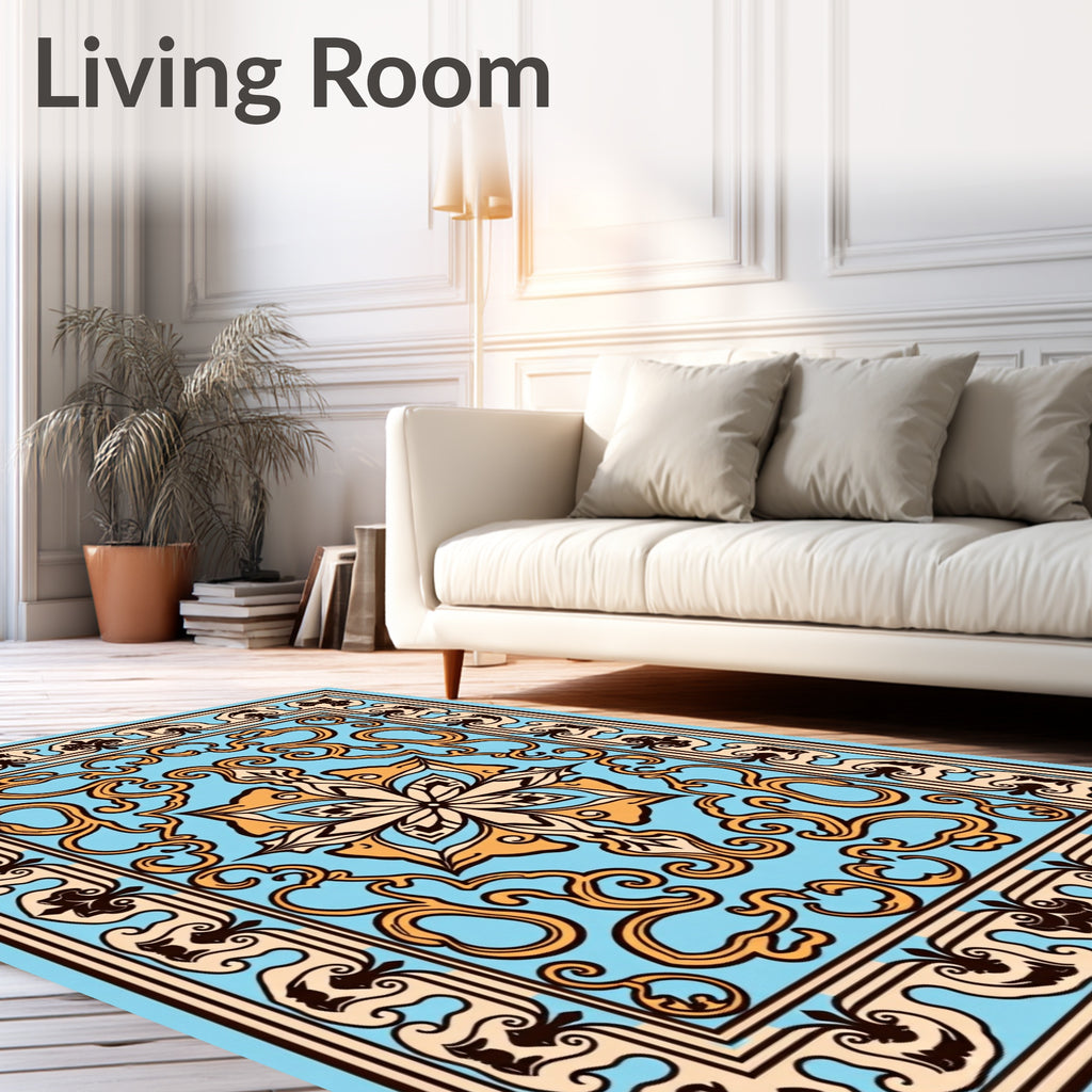 Orange Golden Floral Ornament Rug