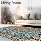 Orange Golden Floral Ornament Rug