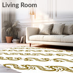Ornate Gold Scrolling Vine Pattern Rug