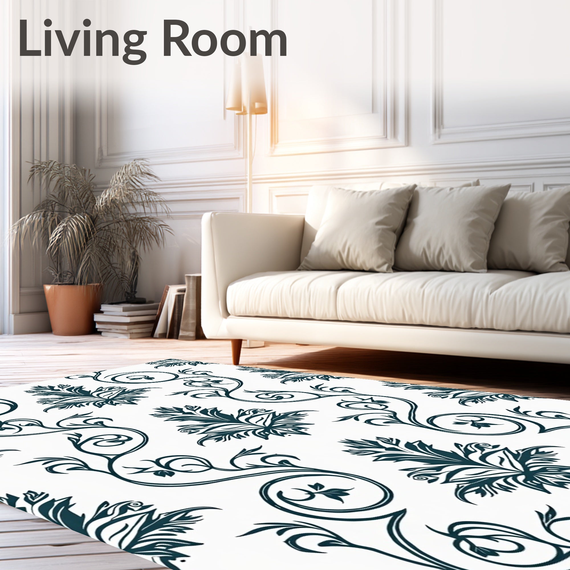 Classic Floral Swirl Pattern Design Rug
