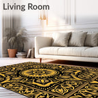 Golden Floral Medallion Patterned Rug