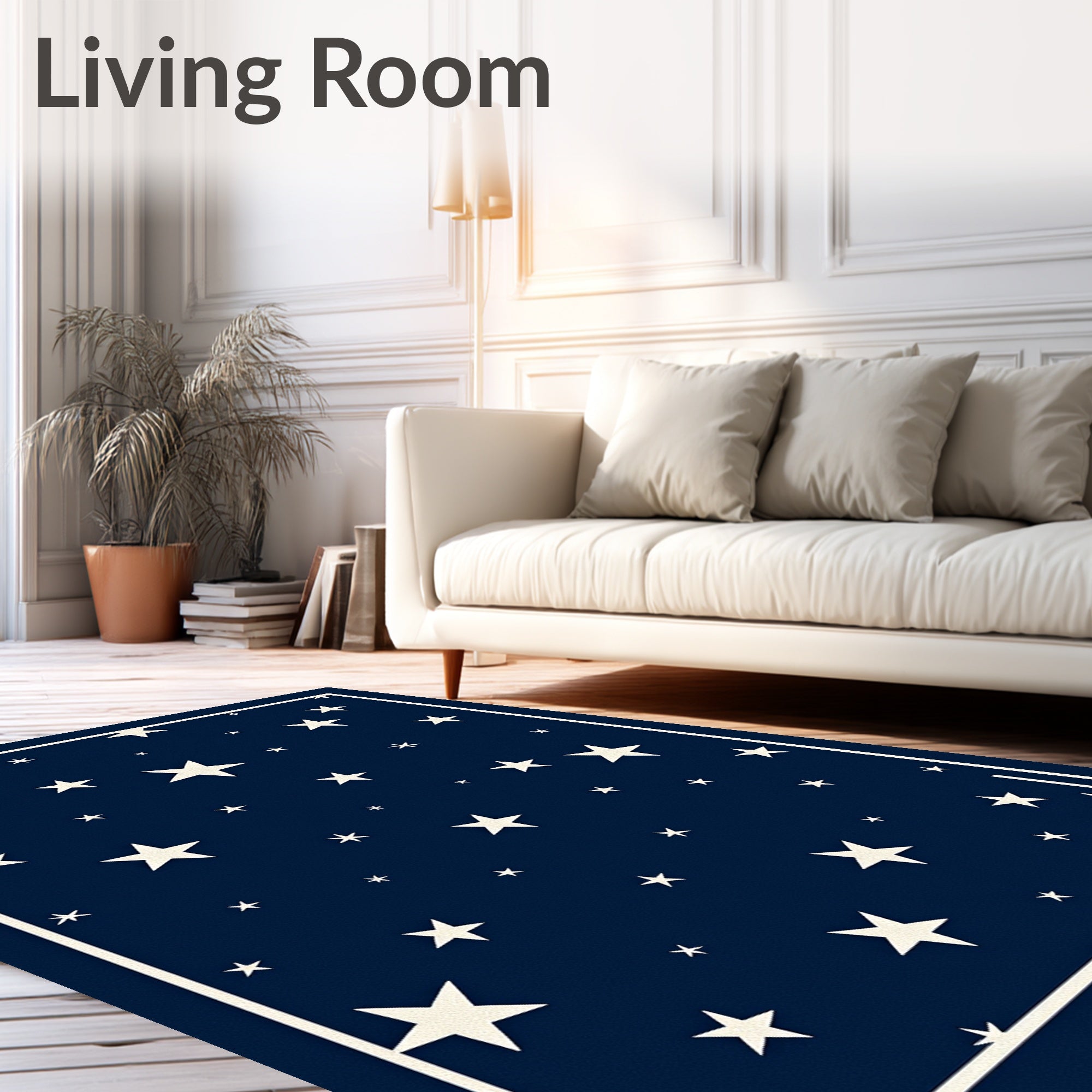 Navy Blue Star Pattern Rug