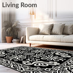 Ornate Scrollwork Floral Pattern Rug