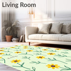 Yellow Floral Whimsical Pattern Rug