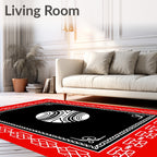 Bold Red White Geometric Circle Design Rug