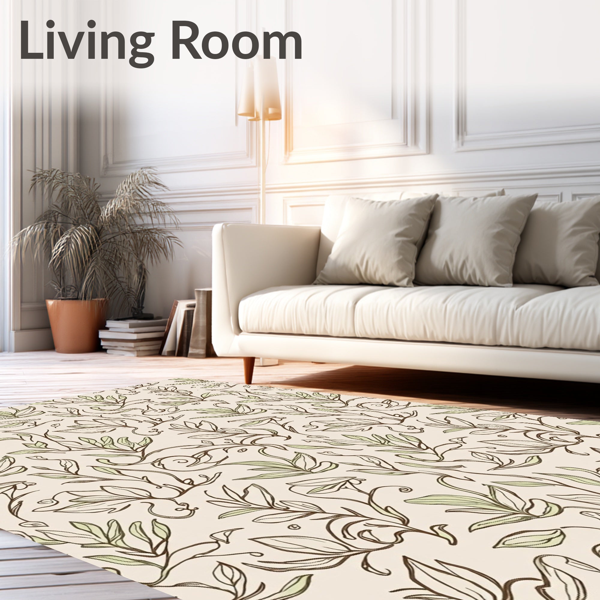 Botanical Vine Sketch Pattern Rug