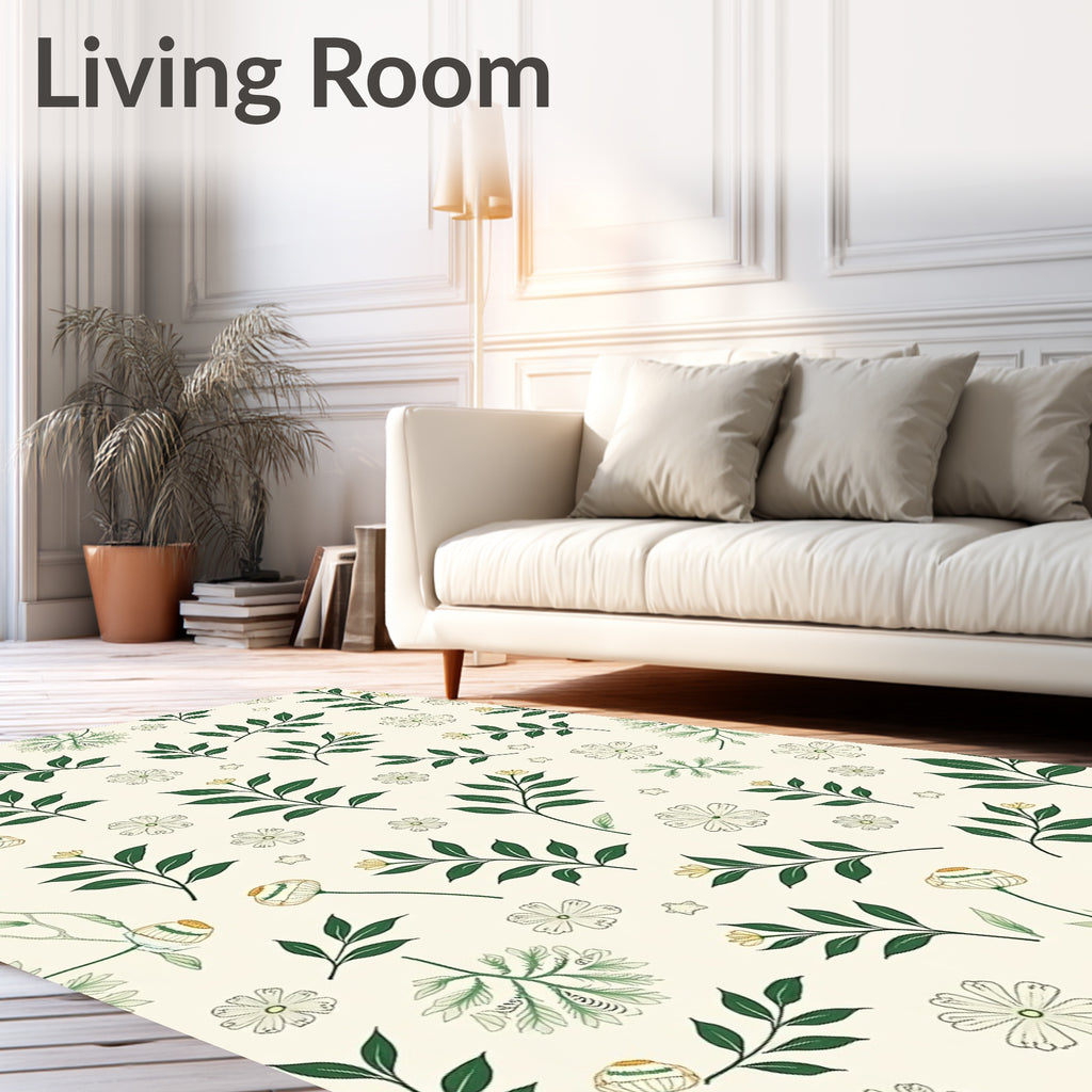 Delicate Botanical Floral Pattern Rug