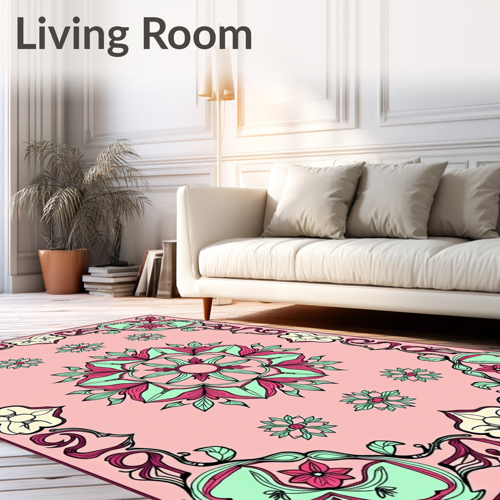 Art Nouveau Floral Scrollwork Design Rug