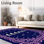 Celestial Moon Phases Star Pattern Rug