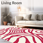 Modern Red Swirls Rhombus Pattern Rug