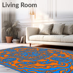 Vibrant Orange Blue Paisley Pattern Rug
