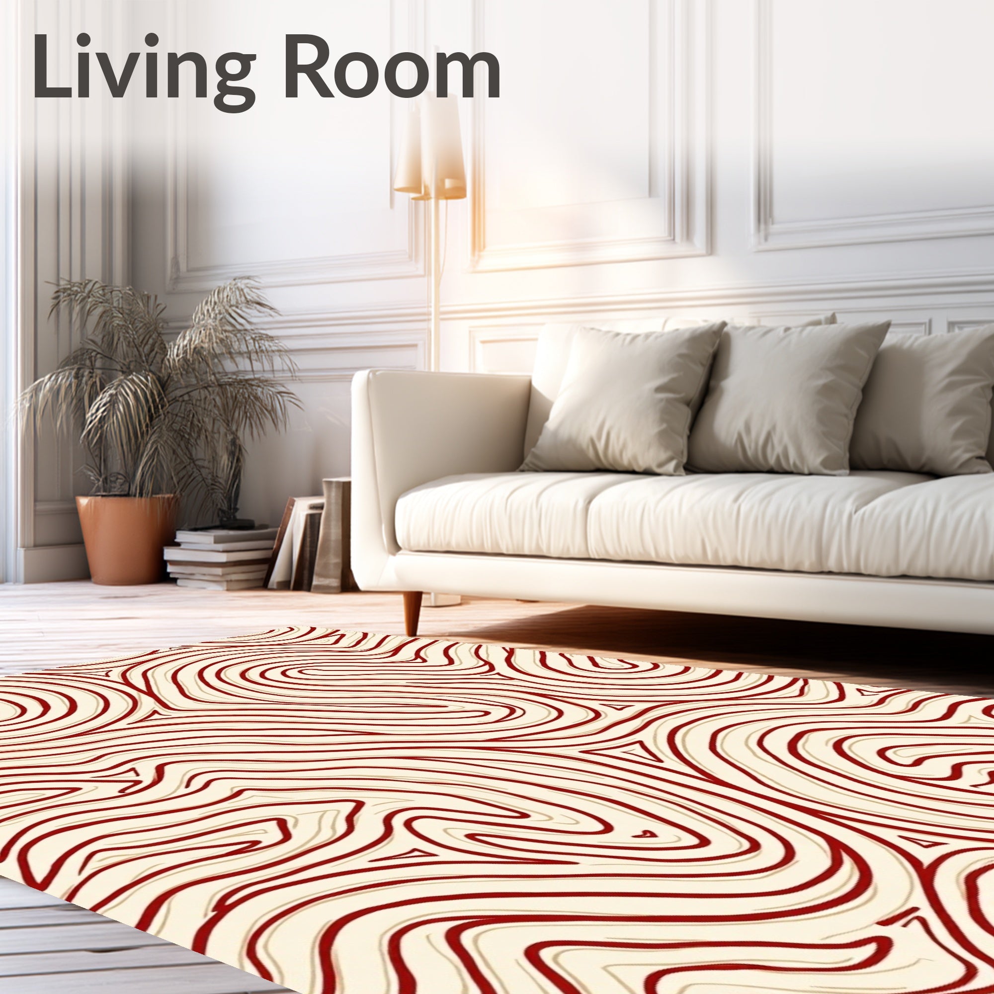Abstract Red Contour Organic Pattern Rug