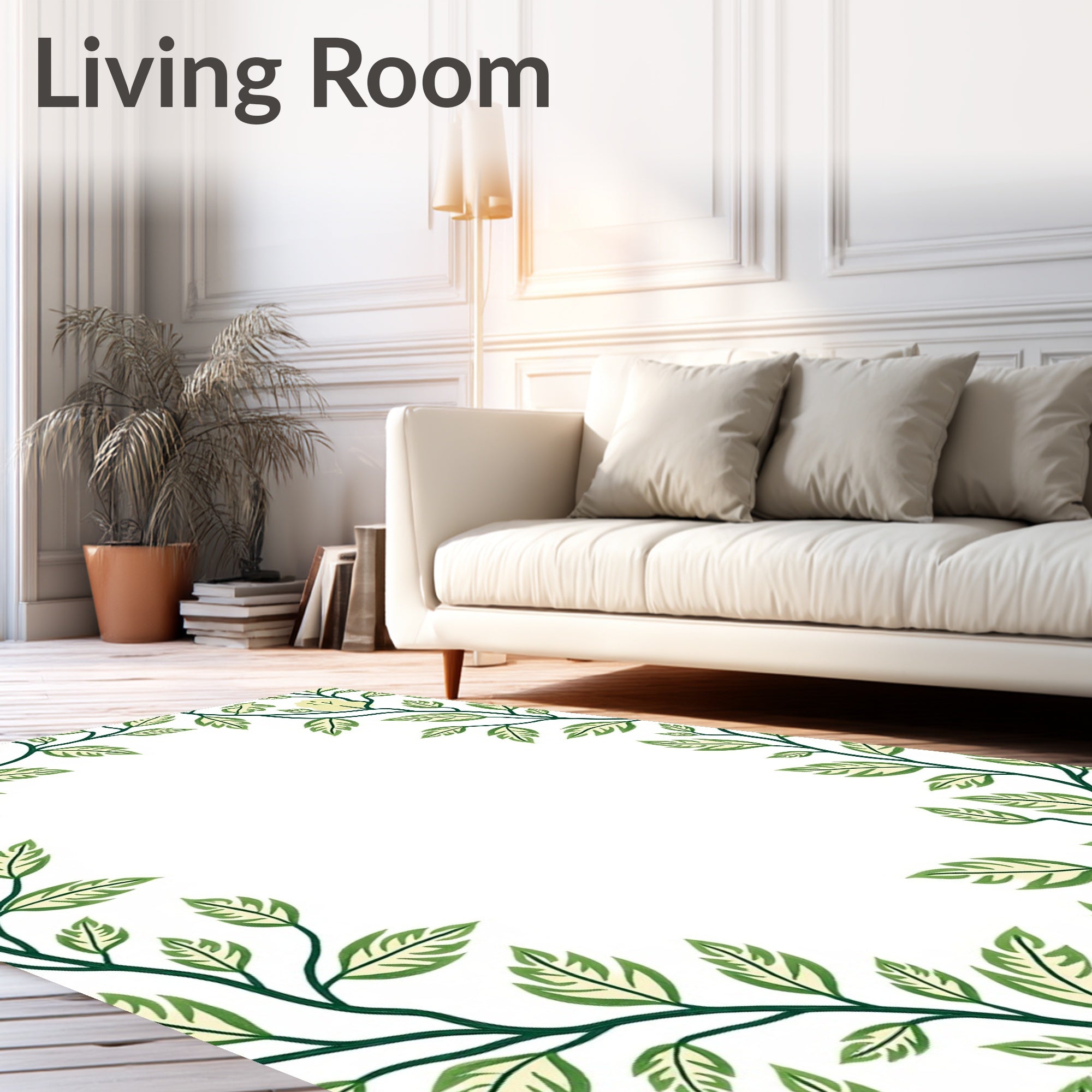 Green Leafy Vine Botanical Design Rug