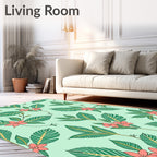 Tropical Floral Leaf Pattern Design Rug