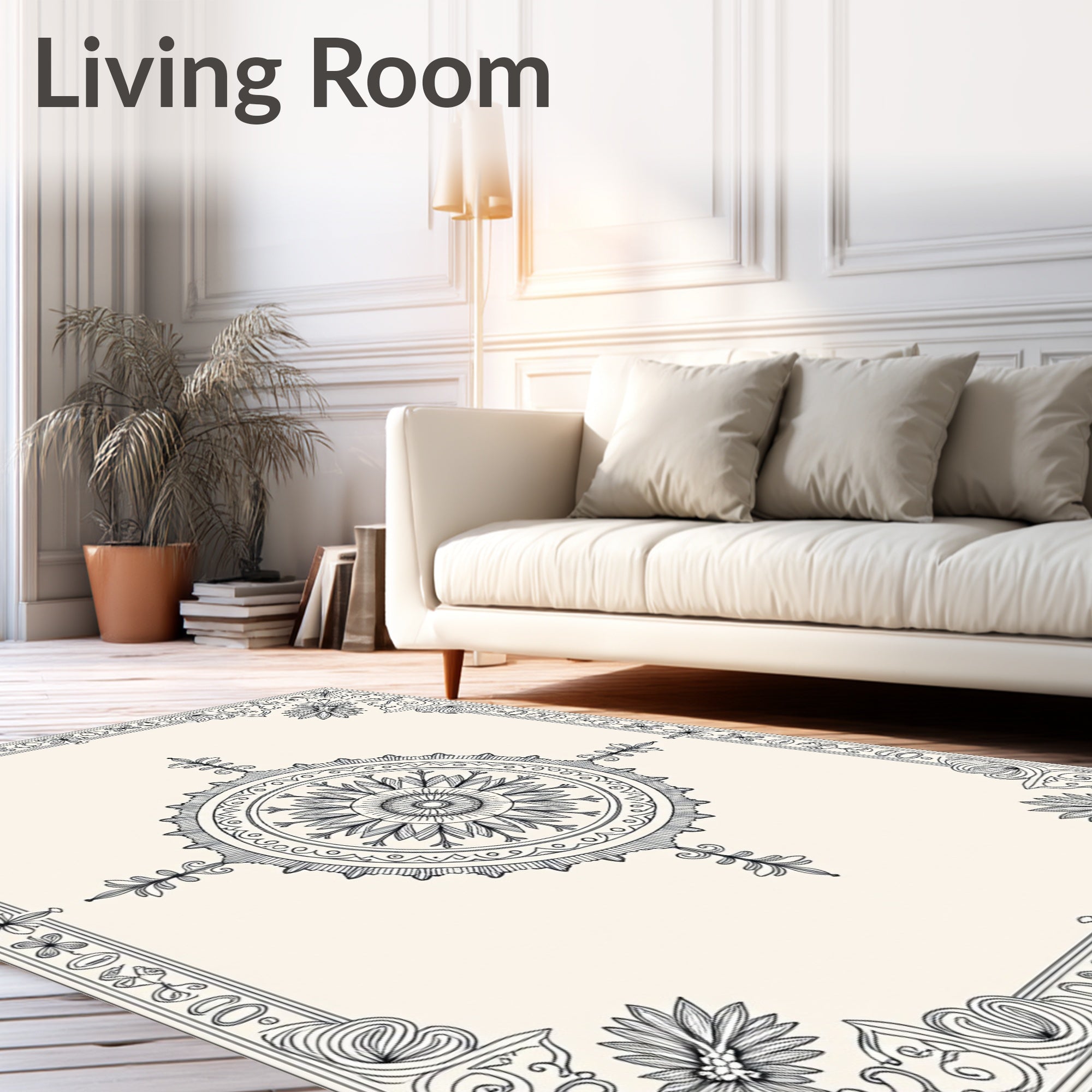 Intricate Floral Mandala Design Rug