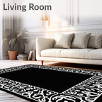 Ornate White Filigree Scroll Pattern Rug