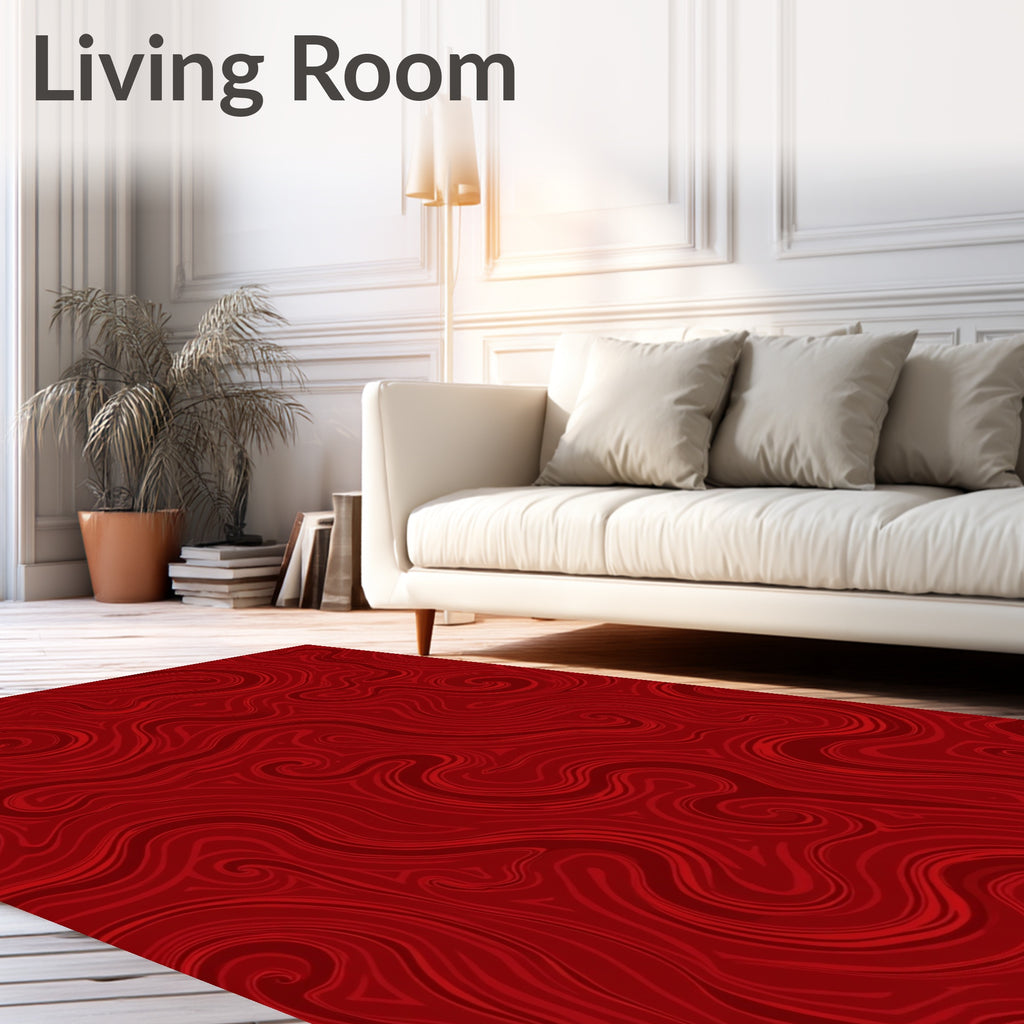 Crimson Swirl Abstract Design Rug