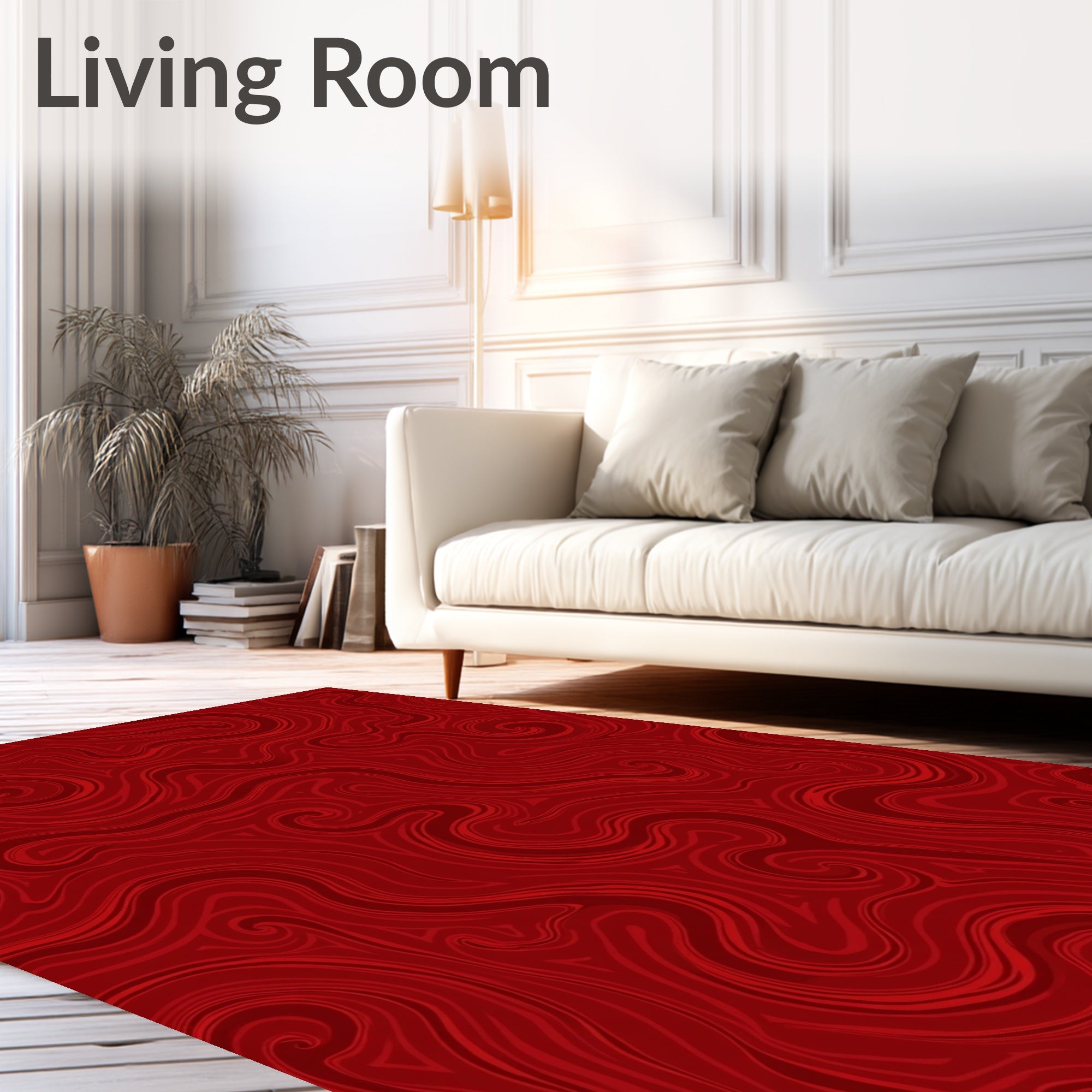 Crimson Swirl Abstract Design Rug
