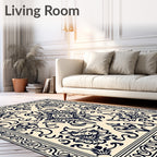 Classic Floral Scroll Border Pattern Rug