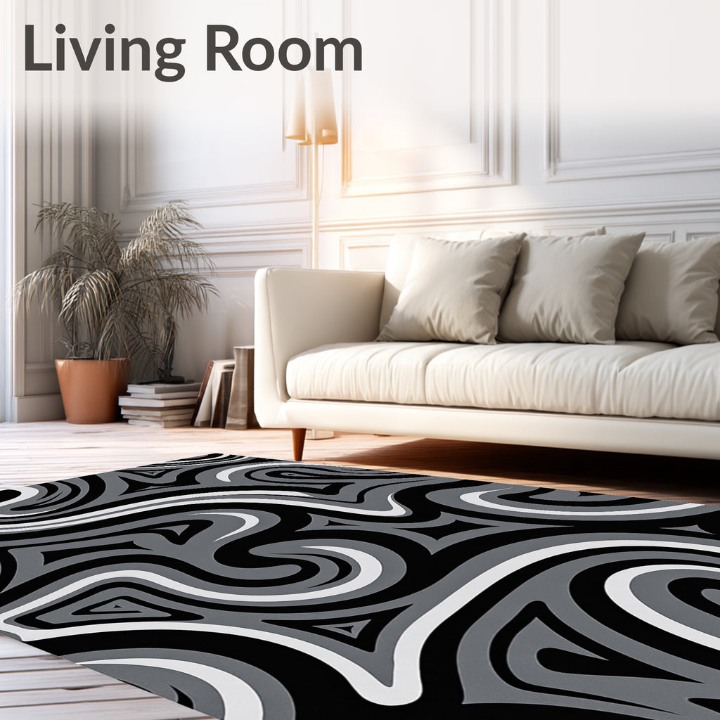 Monochromatic Abstract Swirl Pattern Rug