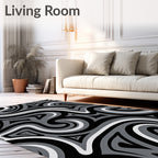 Monochromatic Abstract Swirl Pattern Rug