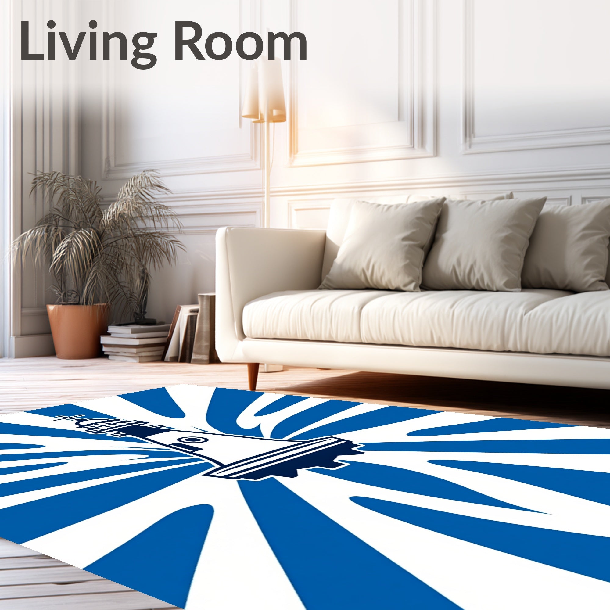 Stark Lighthouse Blue Wave Pattern Rug