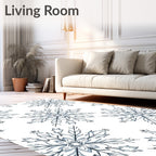 Gray Snowflake Floral Medallion Rug