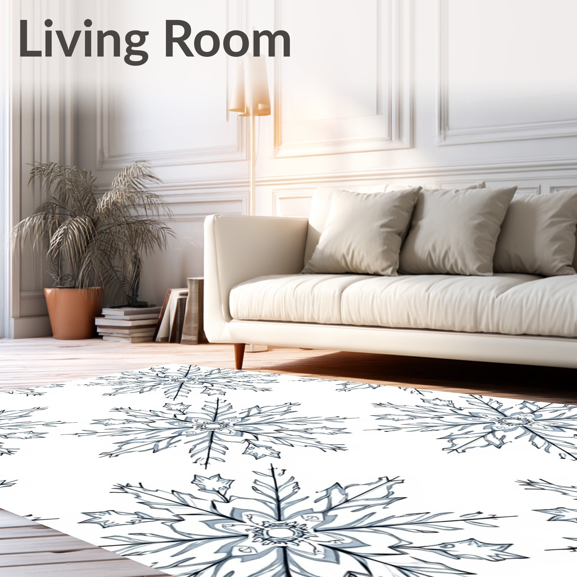 Gray Snowflake Floral Medallion Rug