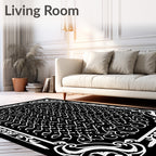 Monochrome Intricate Scrollwork Pattern Rug