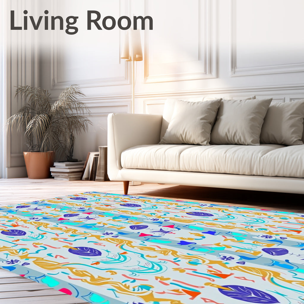 Abstract Figures And Floral Symmetry Rug