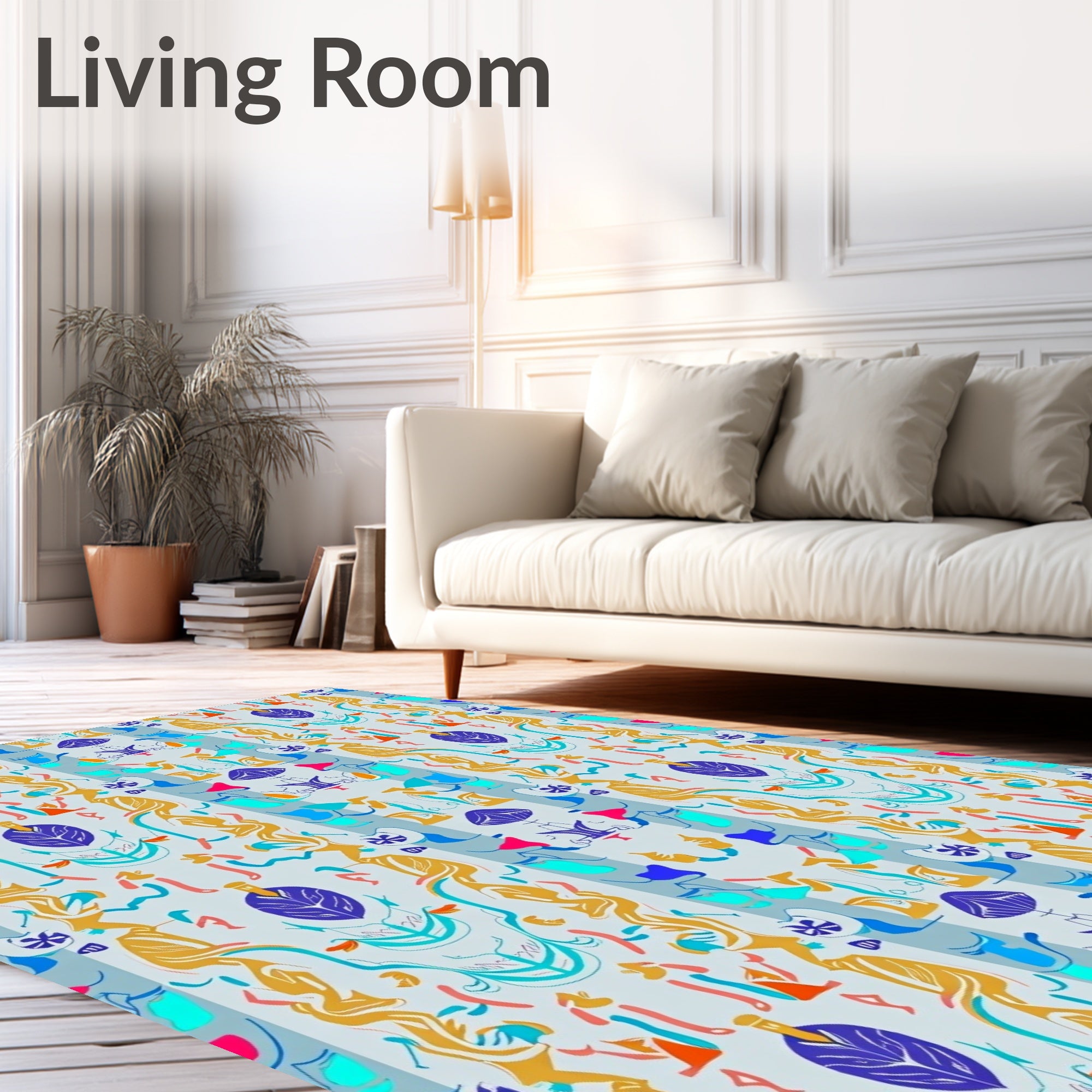 Abstract Figures And Floral Symmetry Rug