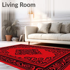 Intricate Red Black Ornamental Pattern Rug
