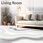 Abstract Swirling Gray White Lines Design Rug