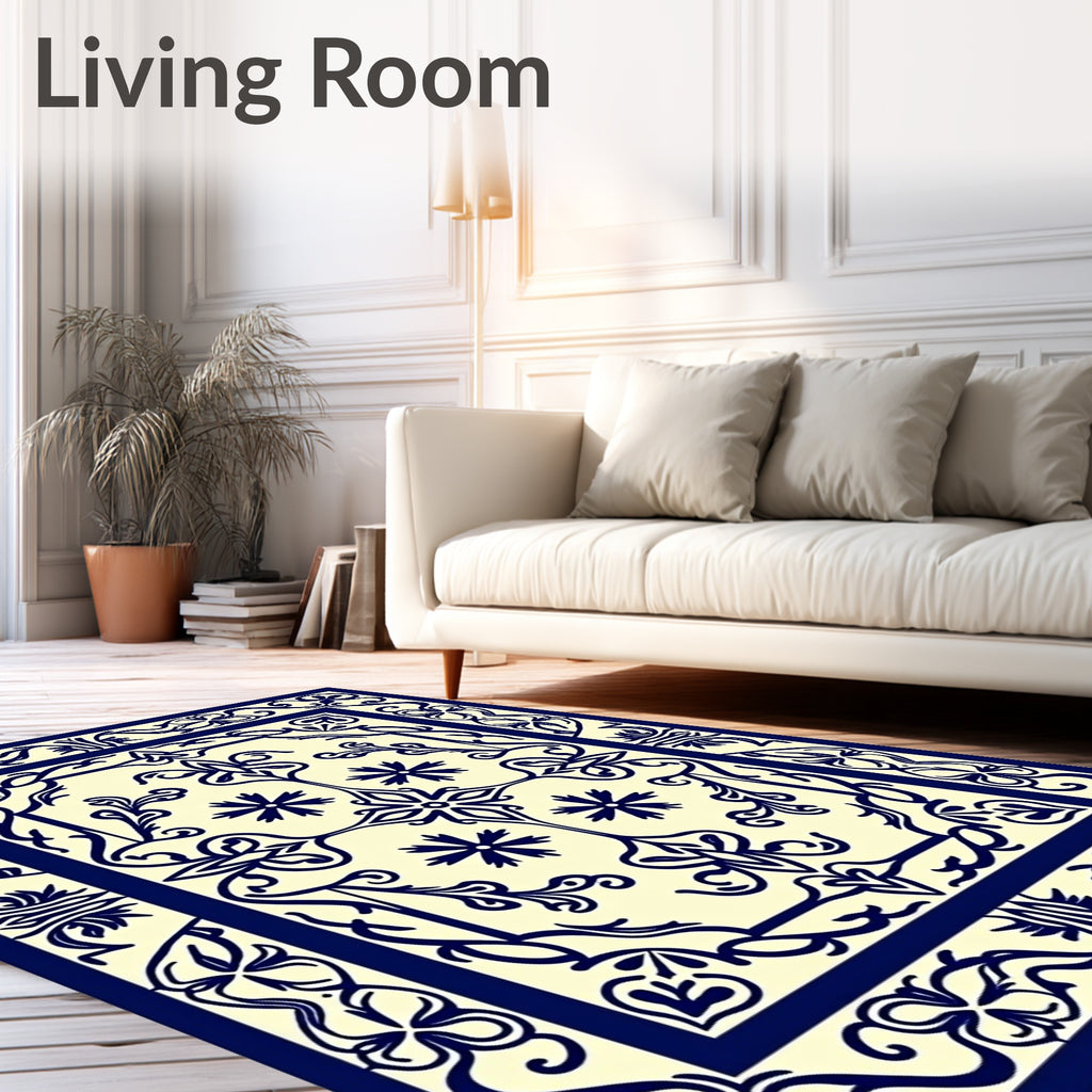 Vintage Inspired Floral Scrollwork Rug
