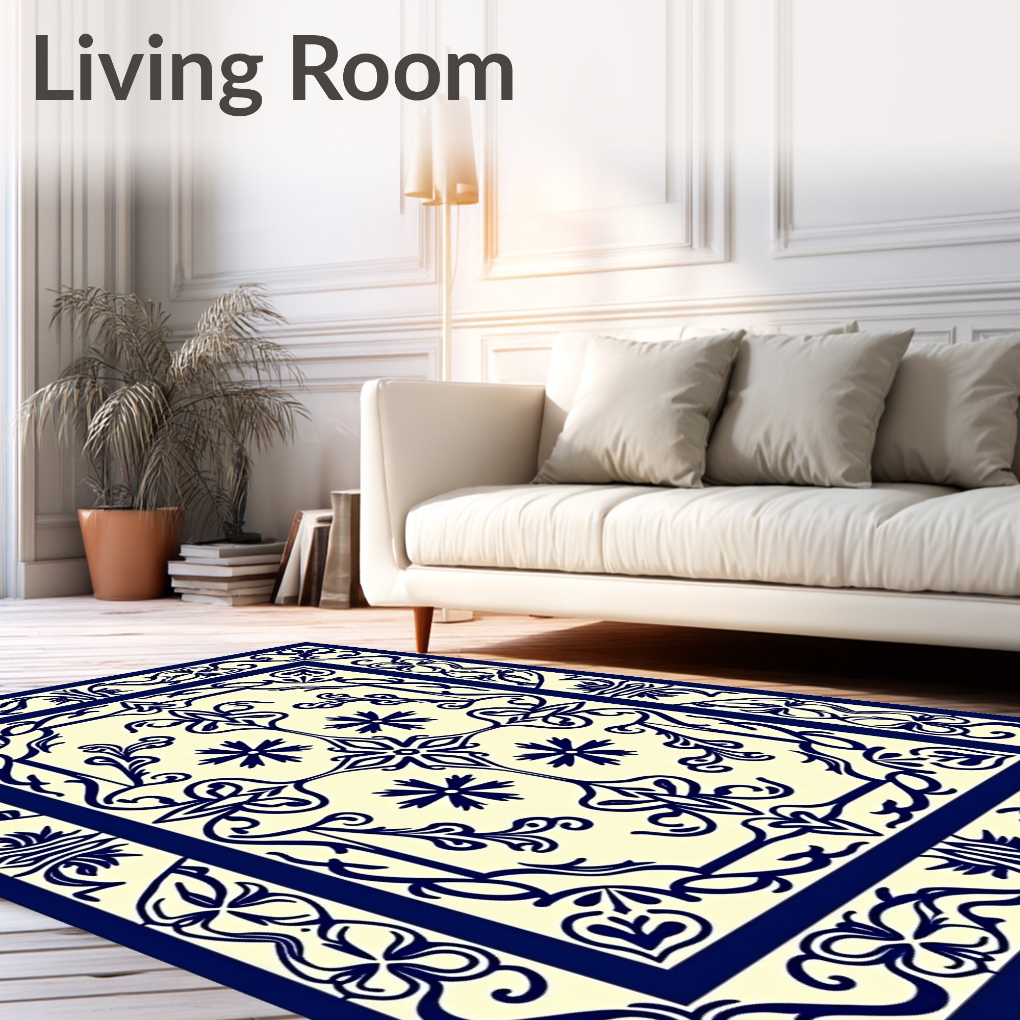Vintage Inspired Floral Scrollwork Rug
