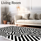 Geometric Black White Small Diamond Pattern Rug