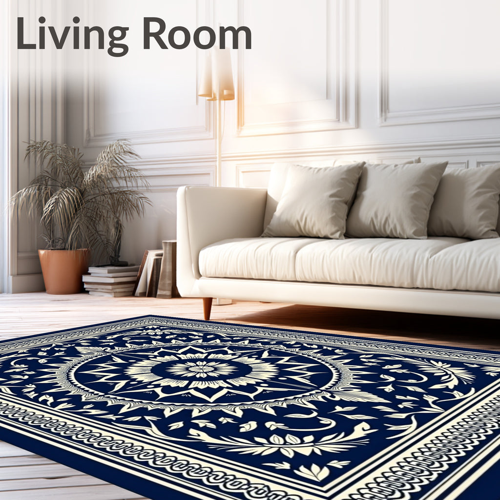 Intricate Floral Mandala Pattern Rug