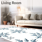 Blue Icy Snowflake Motif Rug