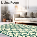 Ornate Green Floral Lattice Pattern Rug