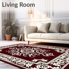 Ornate Floral Scrollwork Border Rug