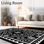 Monochrome Snowflake Mandala Contemporary Rug